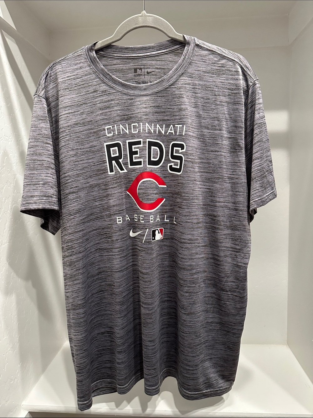 Nike Gray Cincinnati Reds Performance Tee with Red Logo
